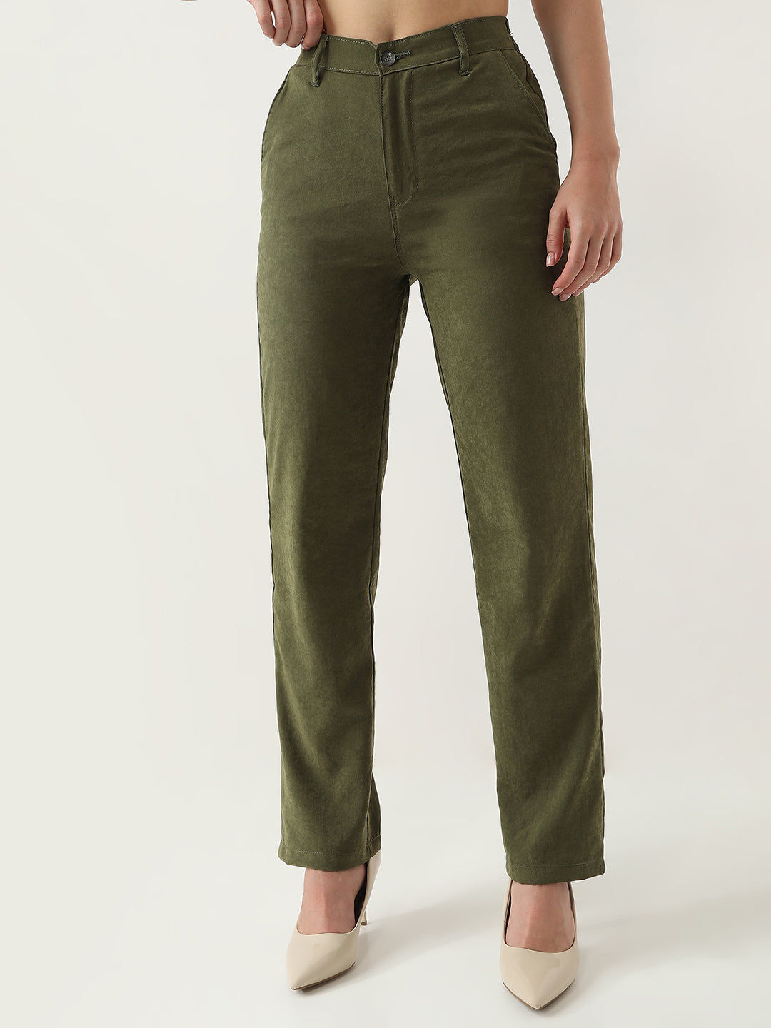 Women High-Rise Loose Straight Fit Trousers