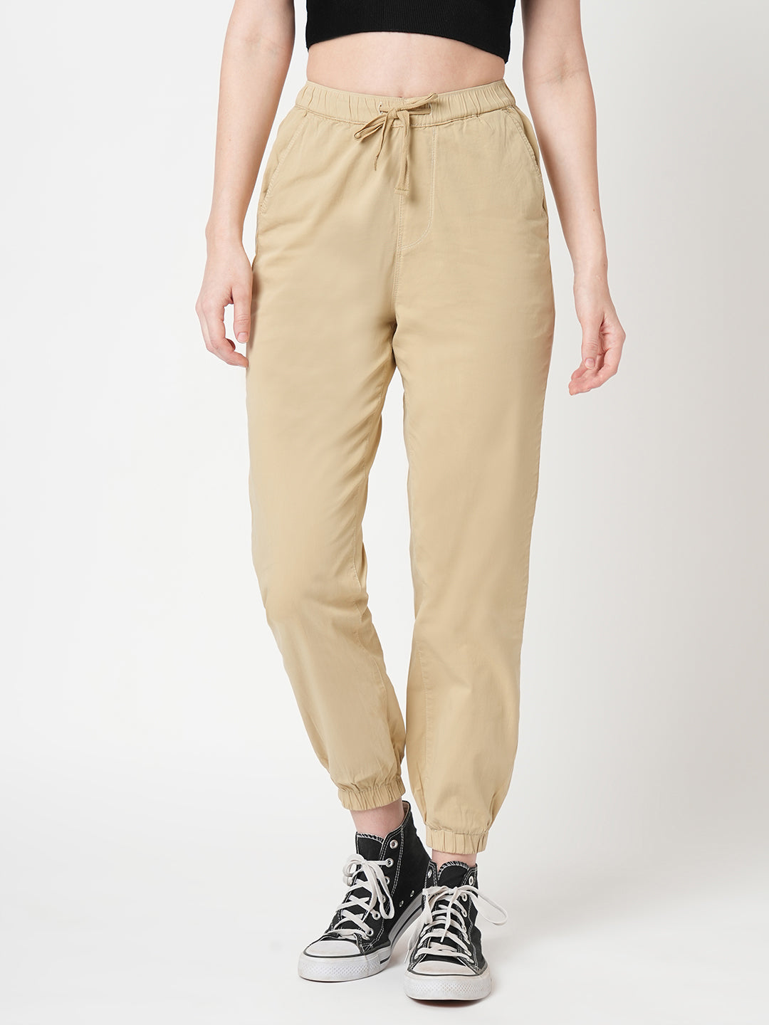 Women Oatmilk High-Rise Denim Jogger