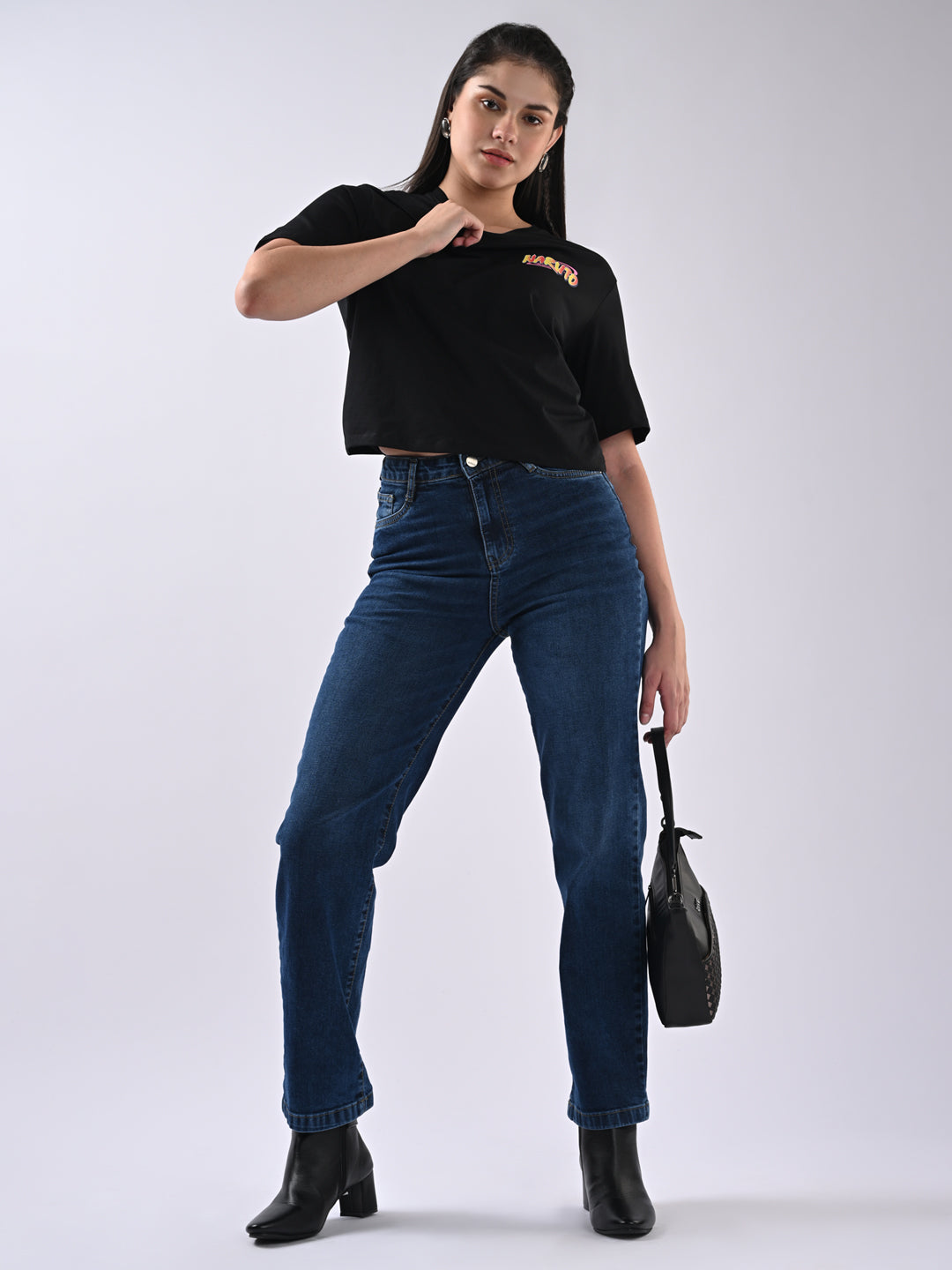 Women High Rise Loose Straight Fit Jeans