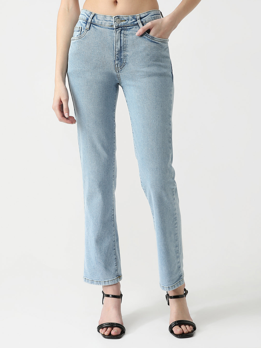 Women High Rise Straight Fit Jeans