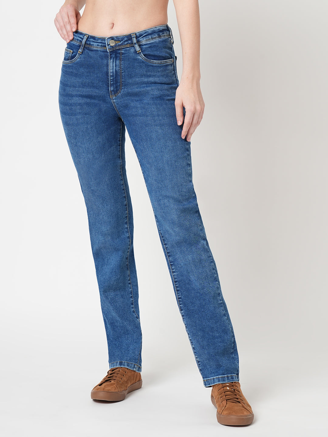 Women High-Rise Slim Straight Fit Jeans