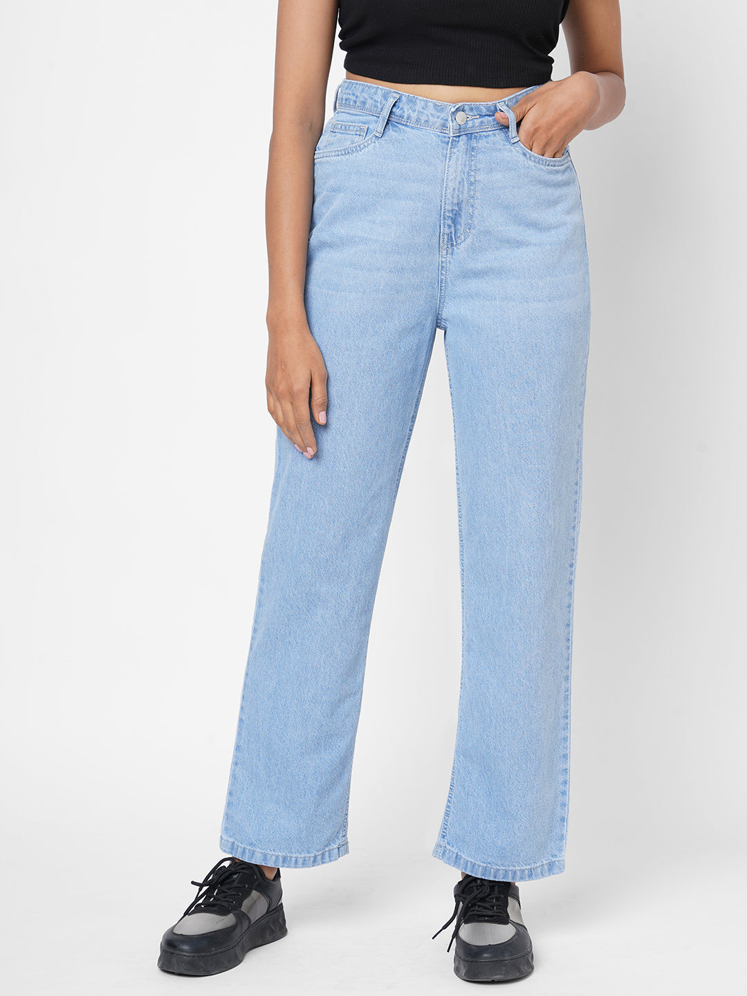 Buy BLUE STRAIGHT LOOSE FIT JEANS for Women Online in India