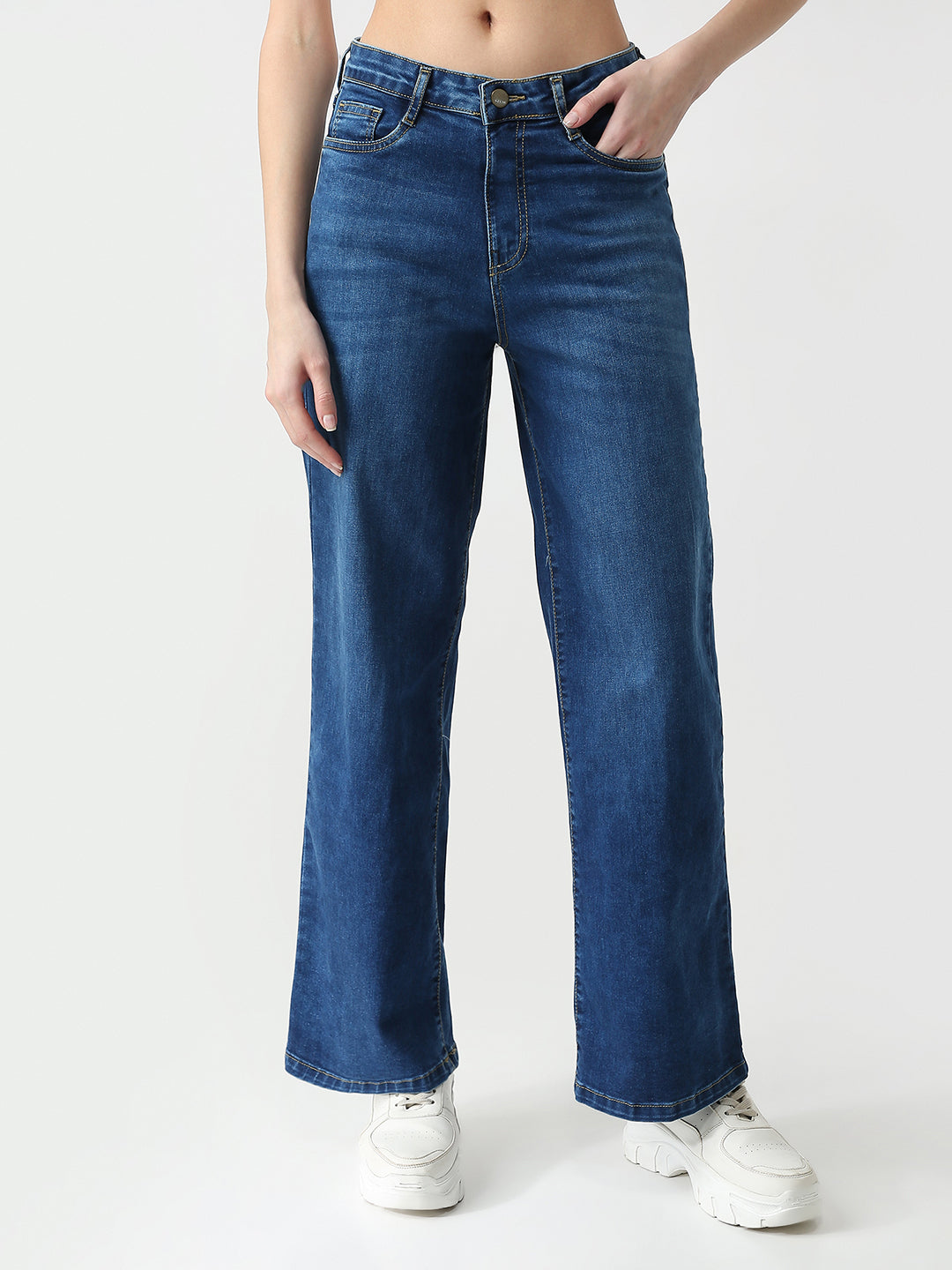 Women High Rise Wide Leg Jeans