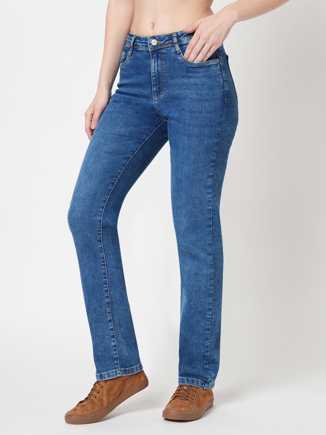 Women High-Rise Slim Straight Fit Jeans