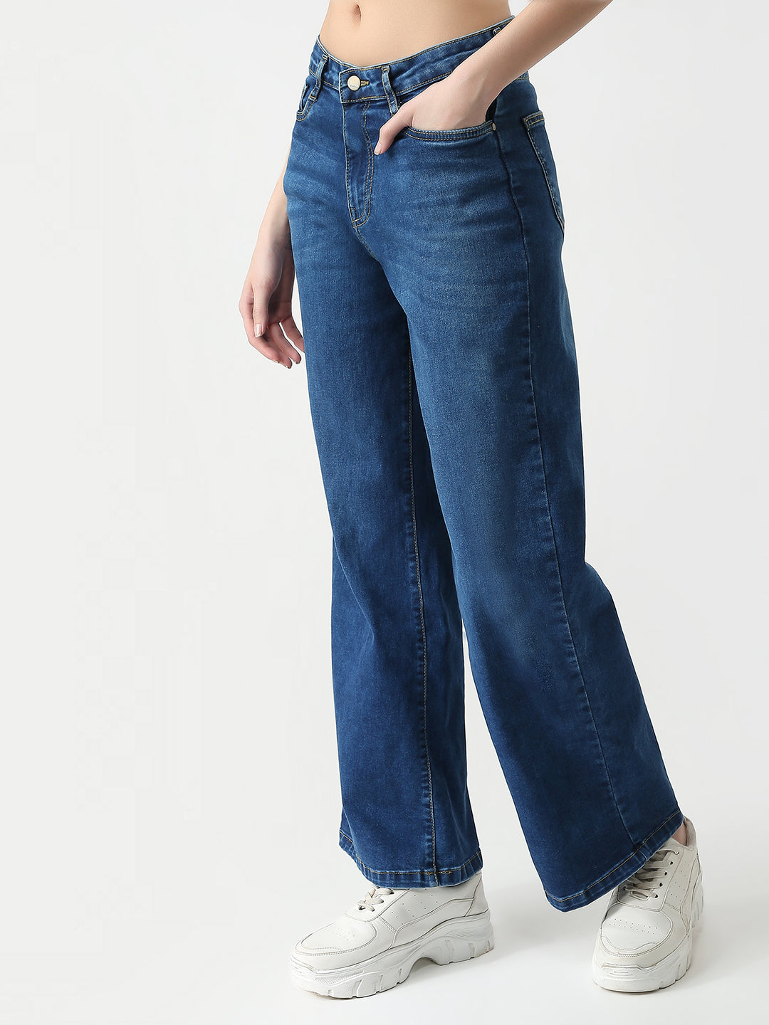 Women High Rise Wide Leg Jeans