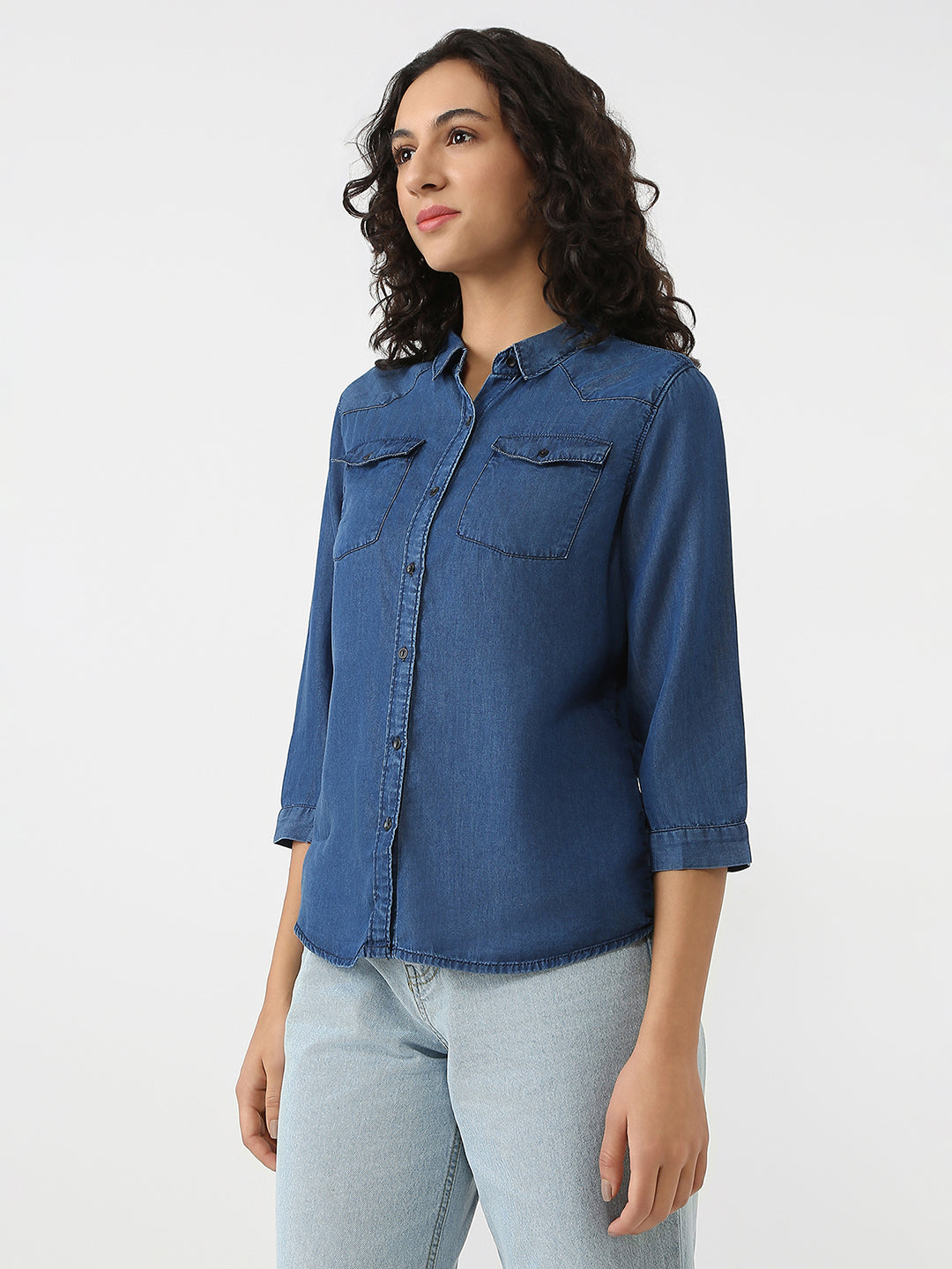 Women Slim Fit  Denim Shirts