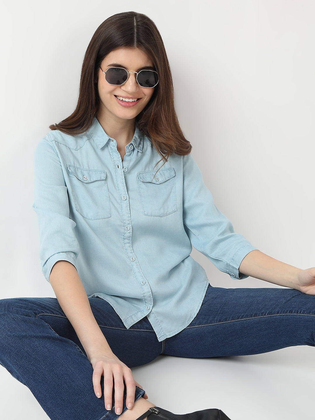 Women Slim Fit Denim Shirt