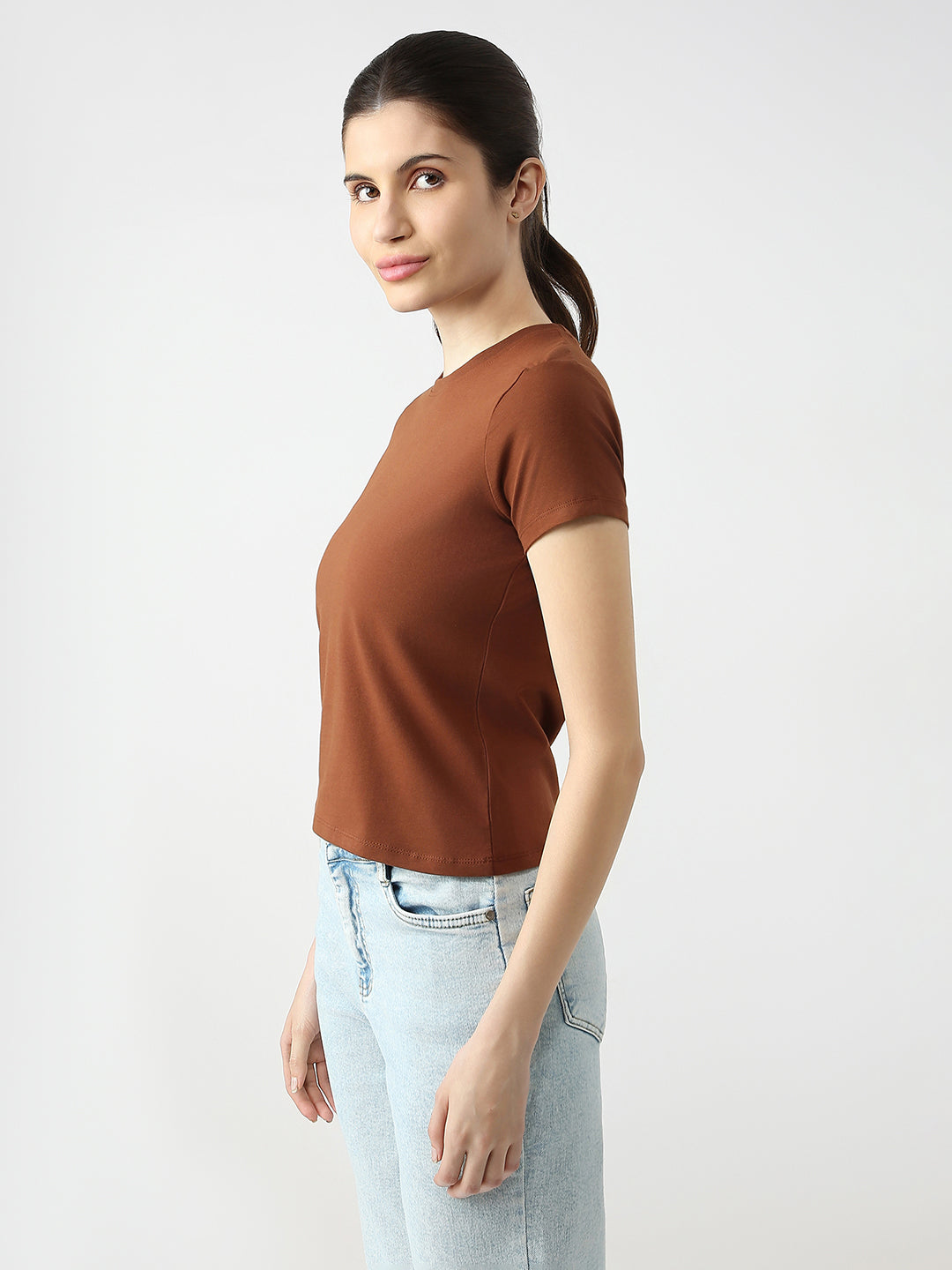 Women Slim Fit Solid T-Shirt