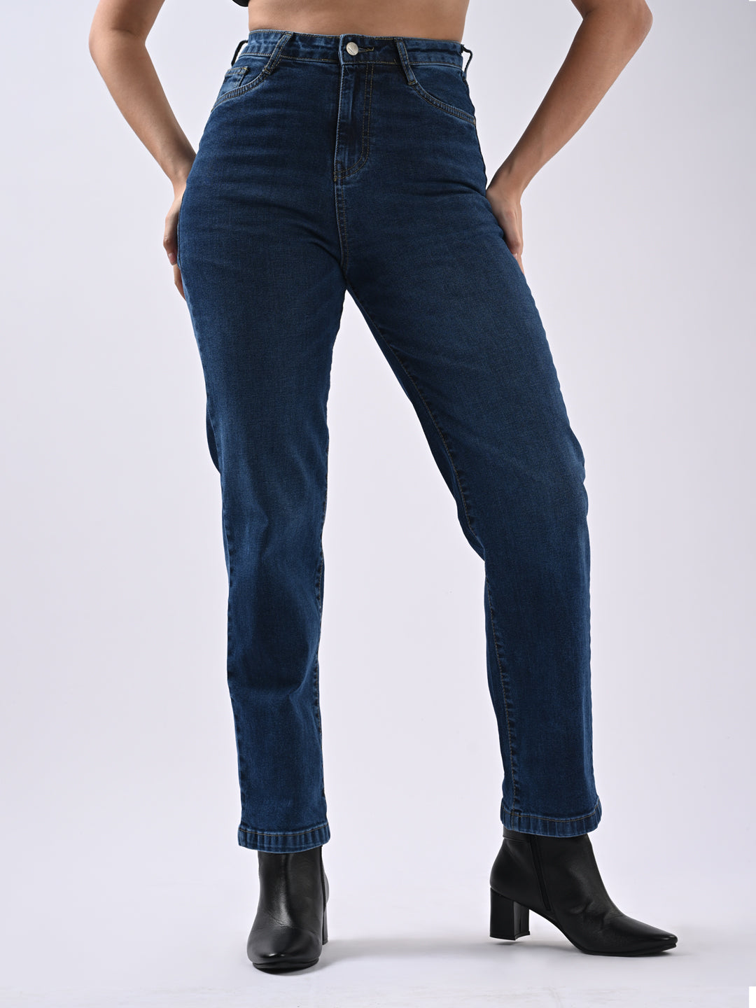 Women High Rise Loose Straight Fit Jeans