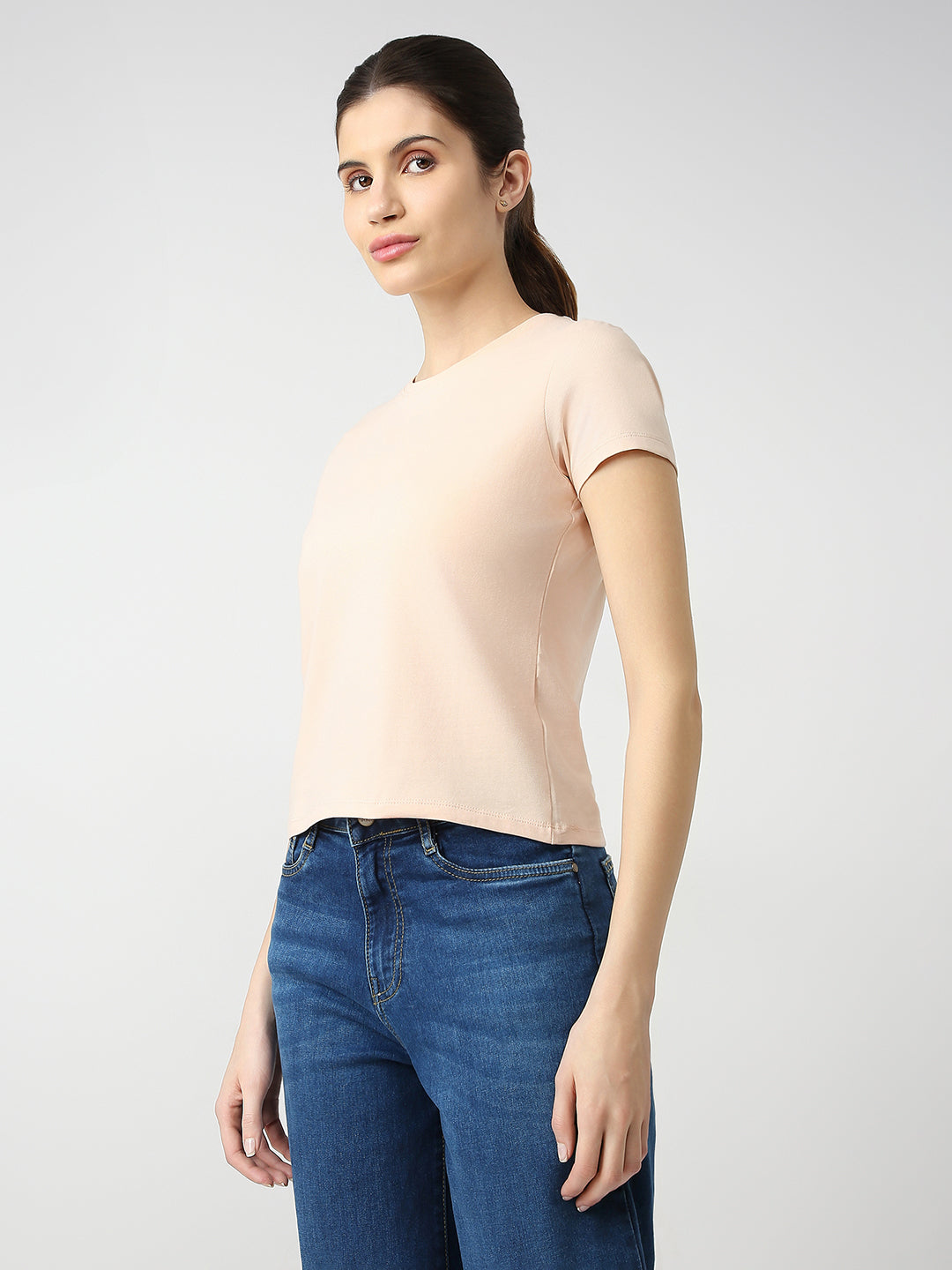 Women Slim Fit Solid T-Shirt