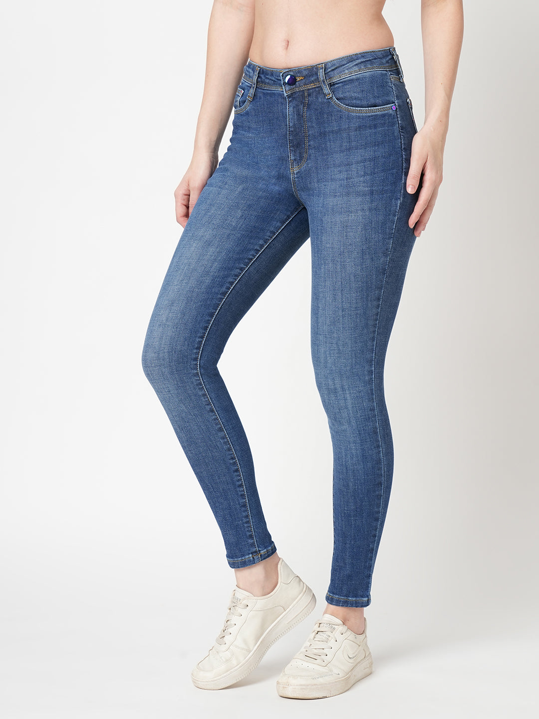 Women Blue High-Rise Skinny Jeans