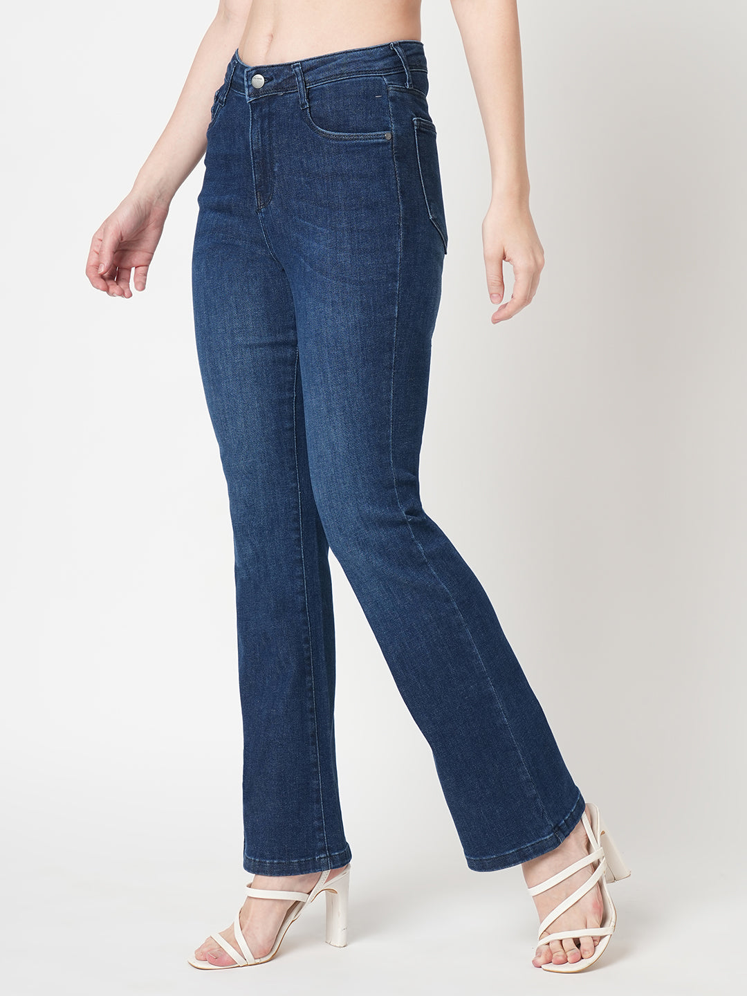 Women High-Rise Mini Flare Jeans