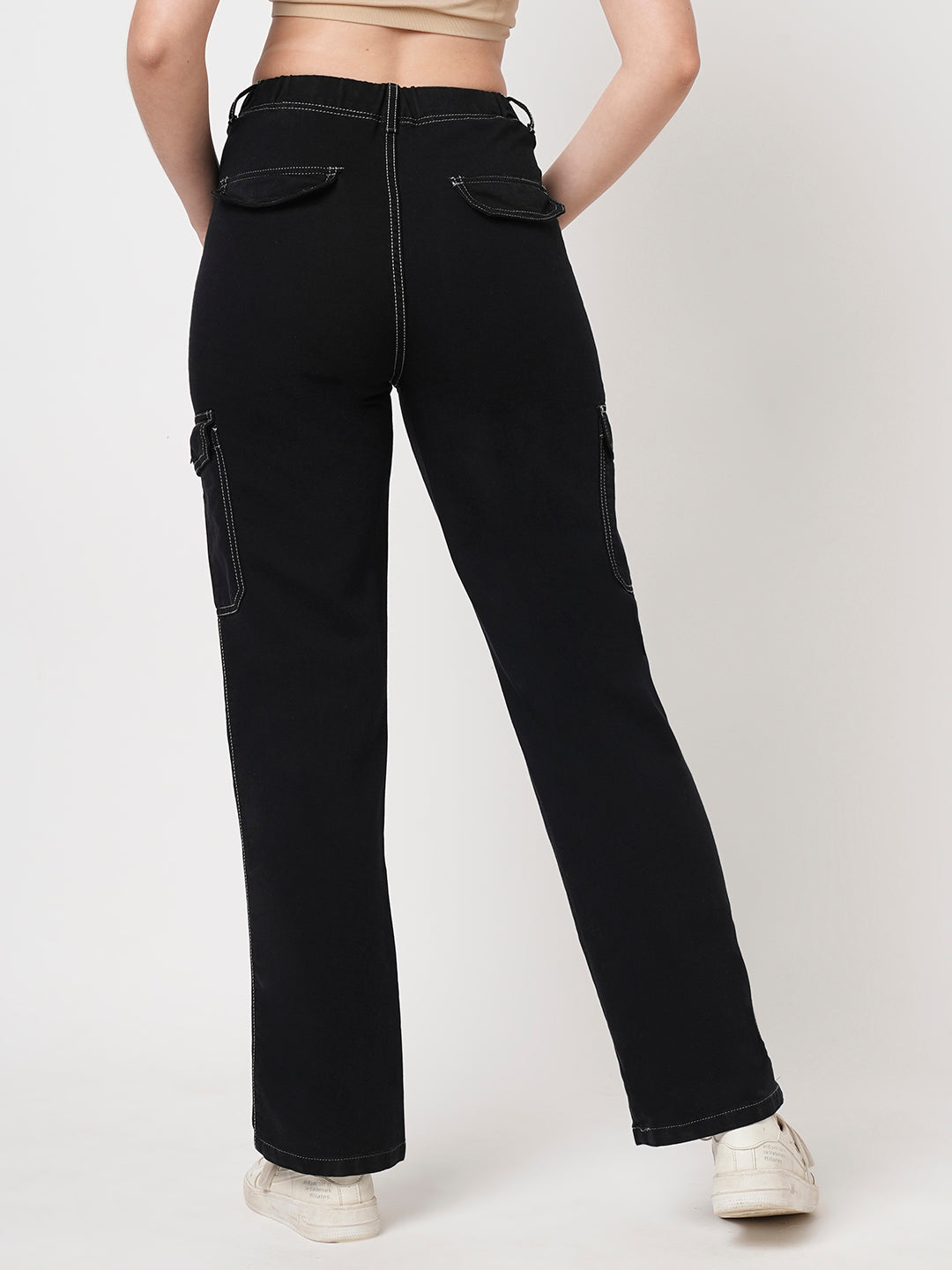 Women Black High-Rise Cargo