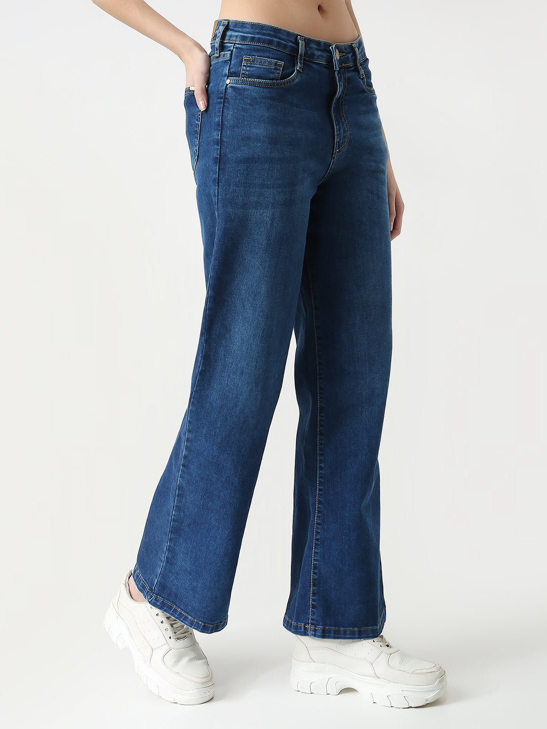 Women High Rise Wide Leg Jeans