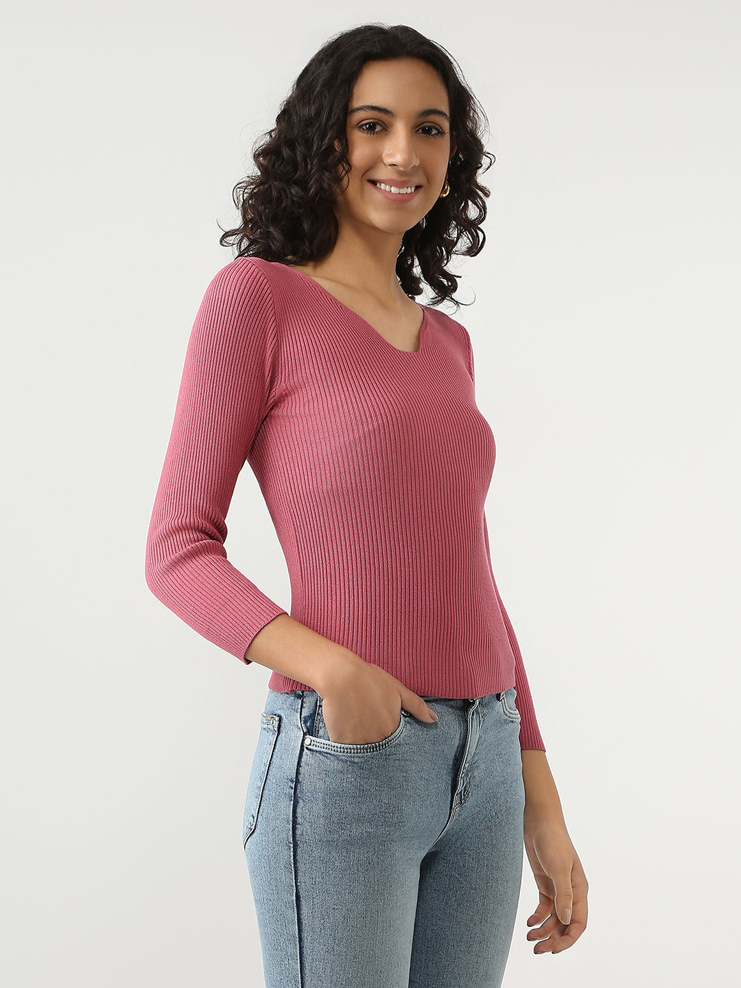 Women FLAT KNIT Slim Fit Tops