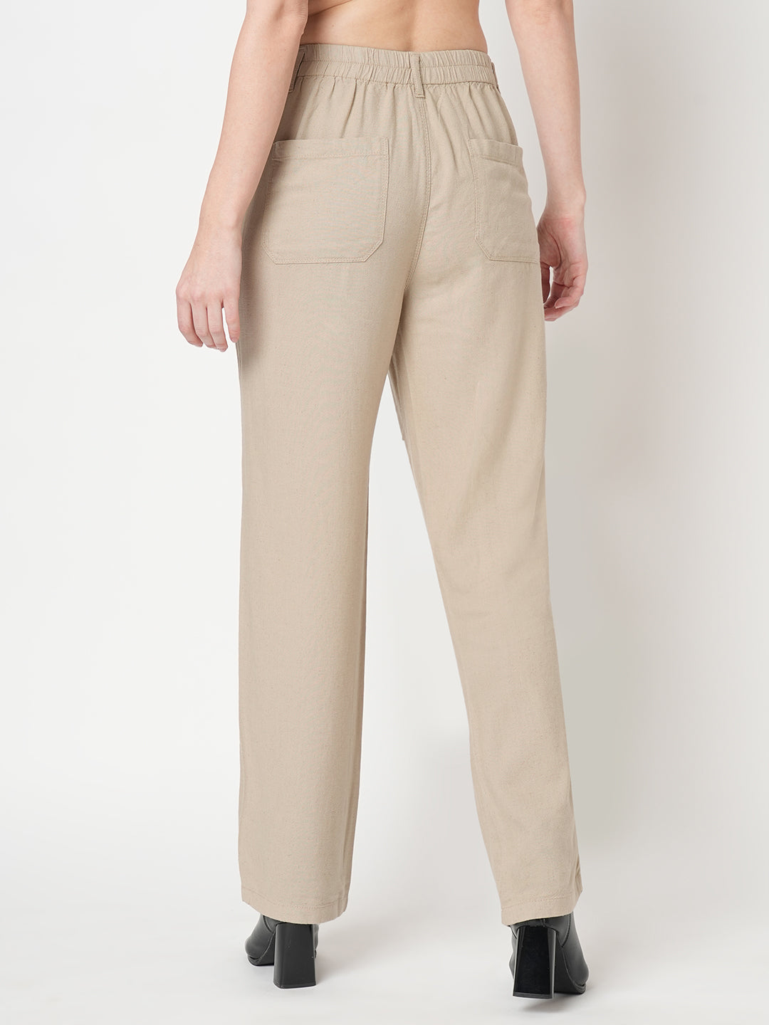 Women Oatmilk High-Rise Loose Straight Pants