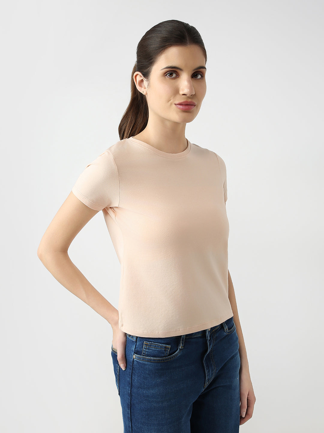 Women Slim Fit Solid T-Shirt