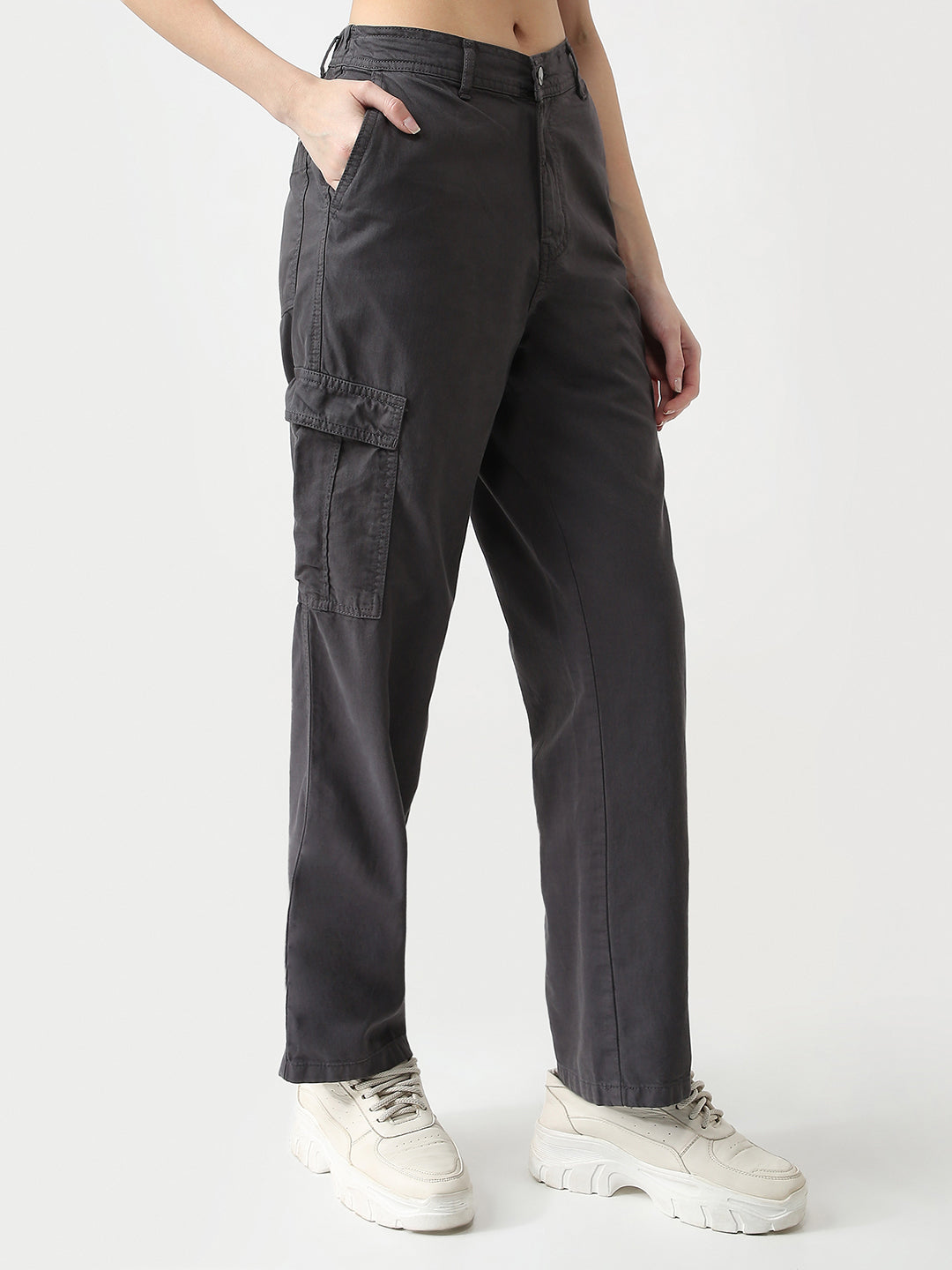 Women High Rise Loose Fit Cargo