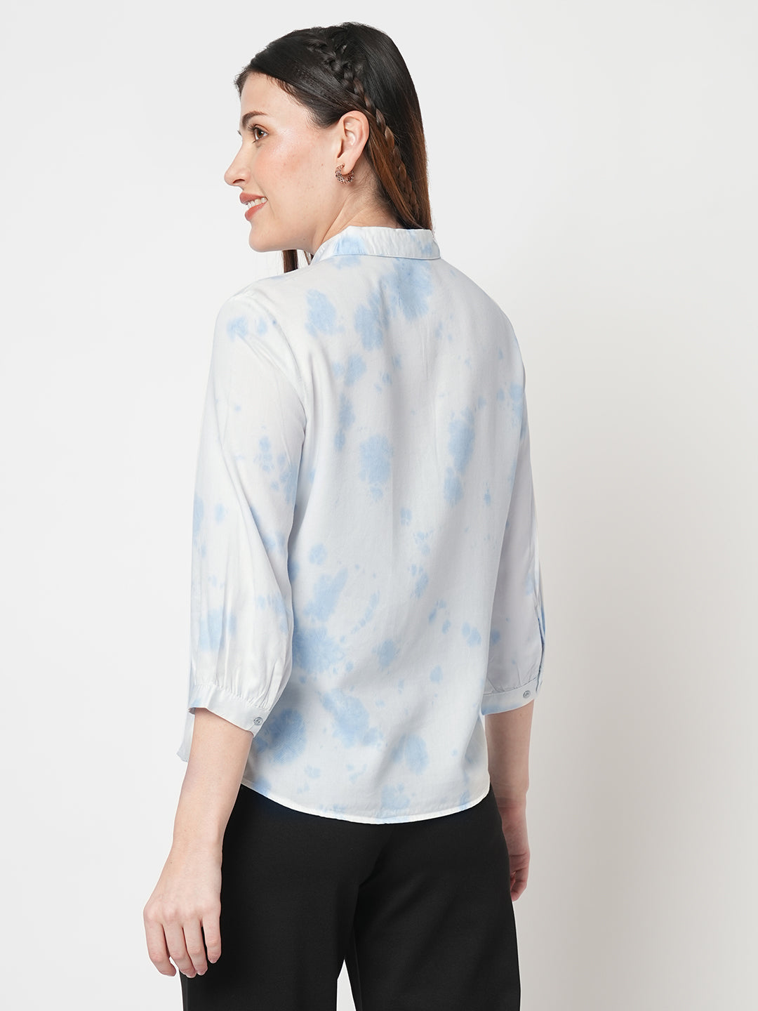 Women Tie & Dye Slim Fit Cobalt Shirt