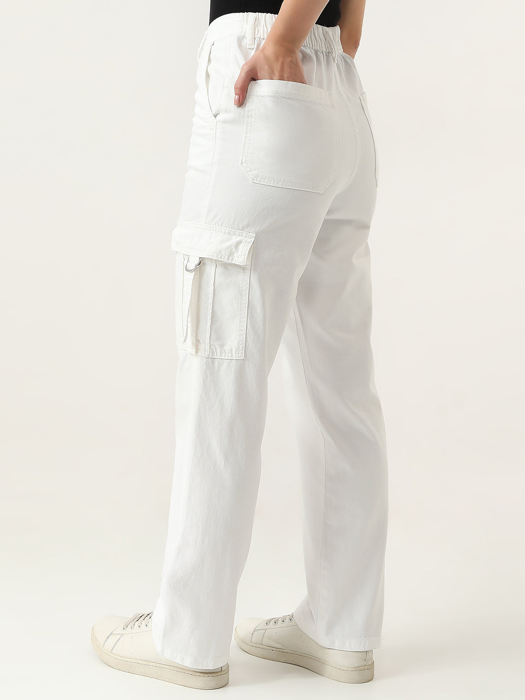 Women White High Rise Cargo