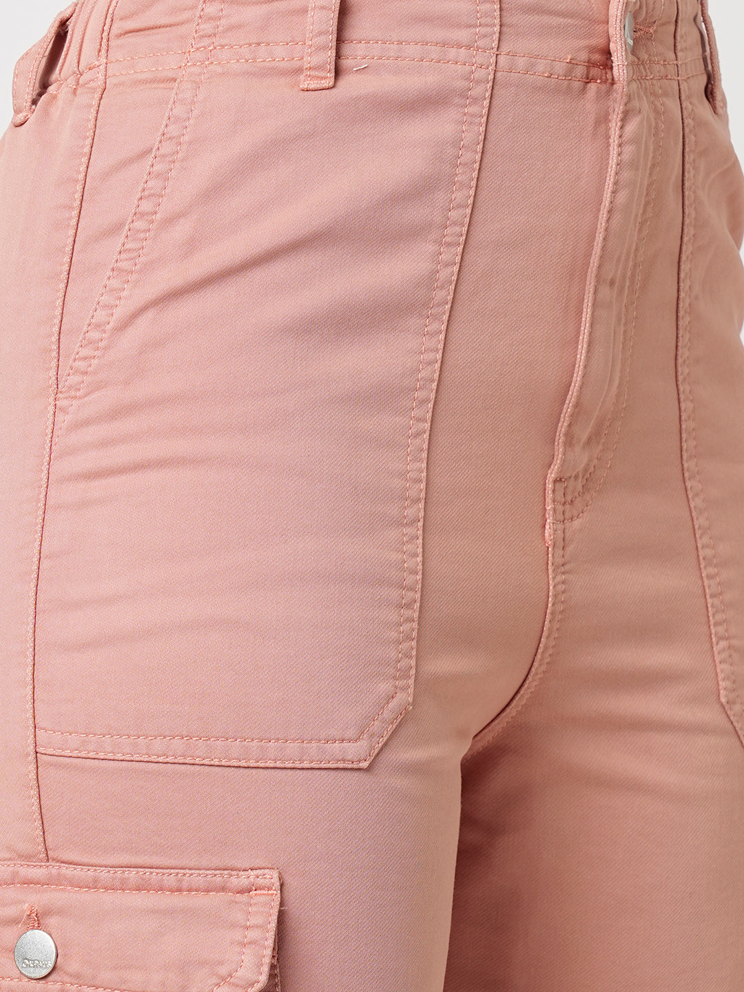 Women Blush Pink High-Rise Cargo