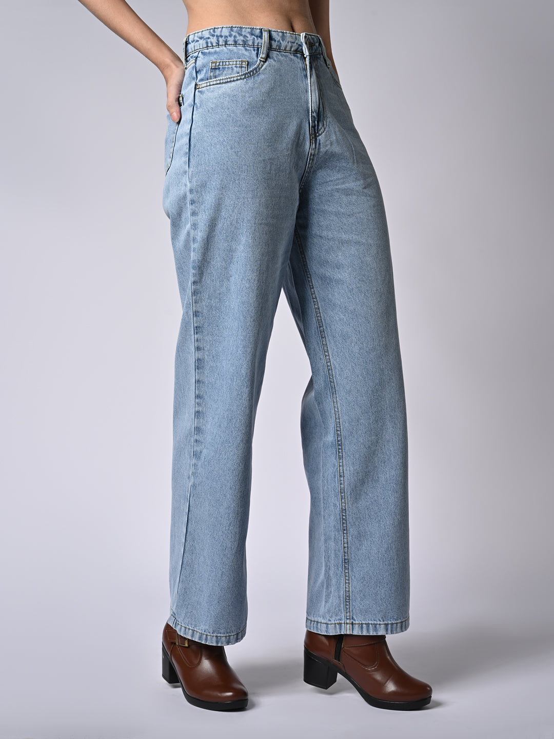 Women High Rise Wide Leg Jeans