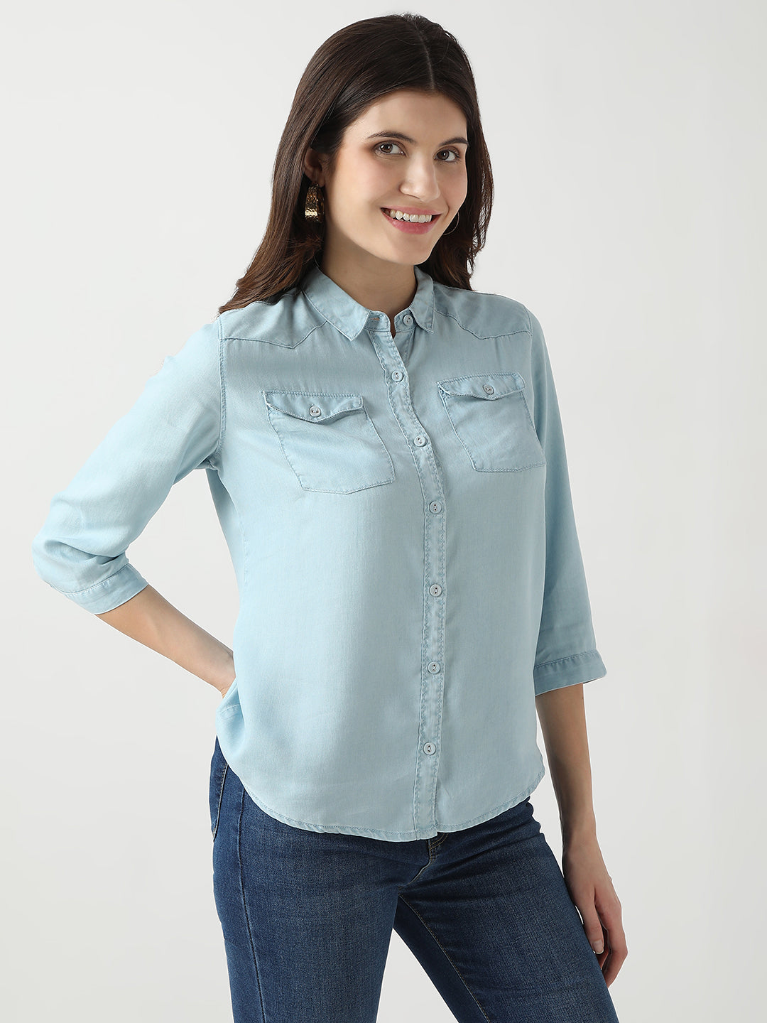 Women Slim Fit Denim Shirt