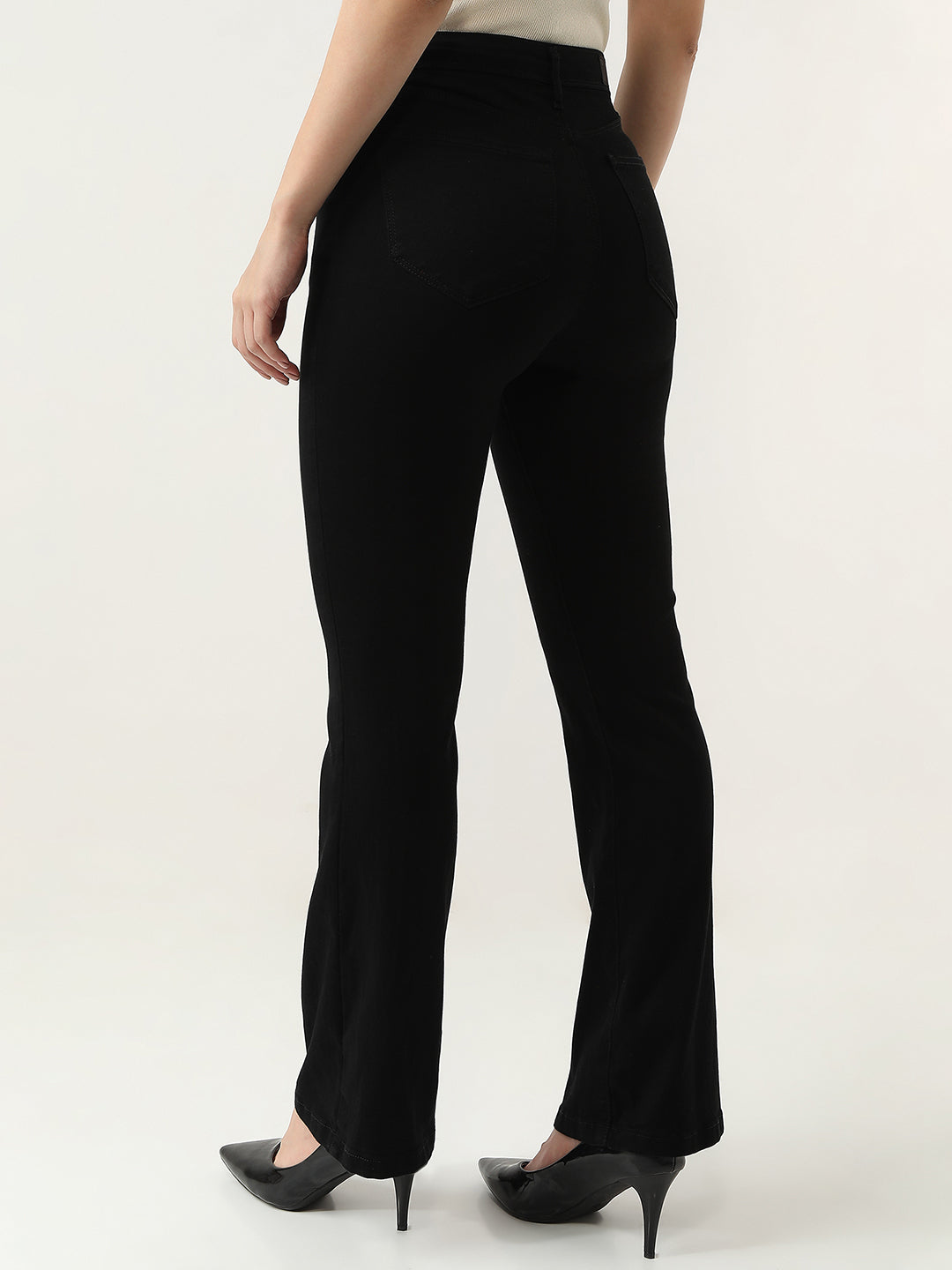 Women High-Rise Mini Flared Jeans