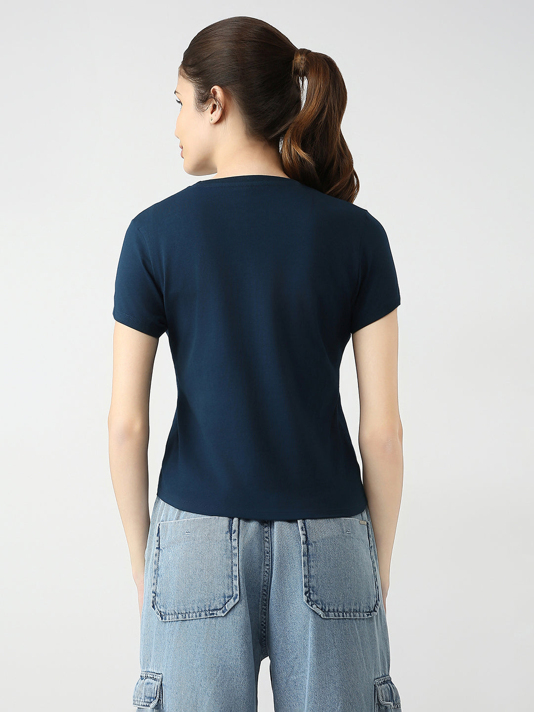 Women Slim Fit Solid T-Shirt