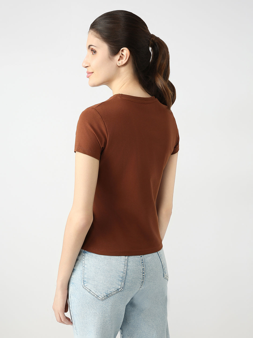 Women Slim Fit Solid T-Shirt