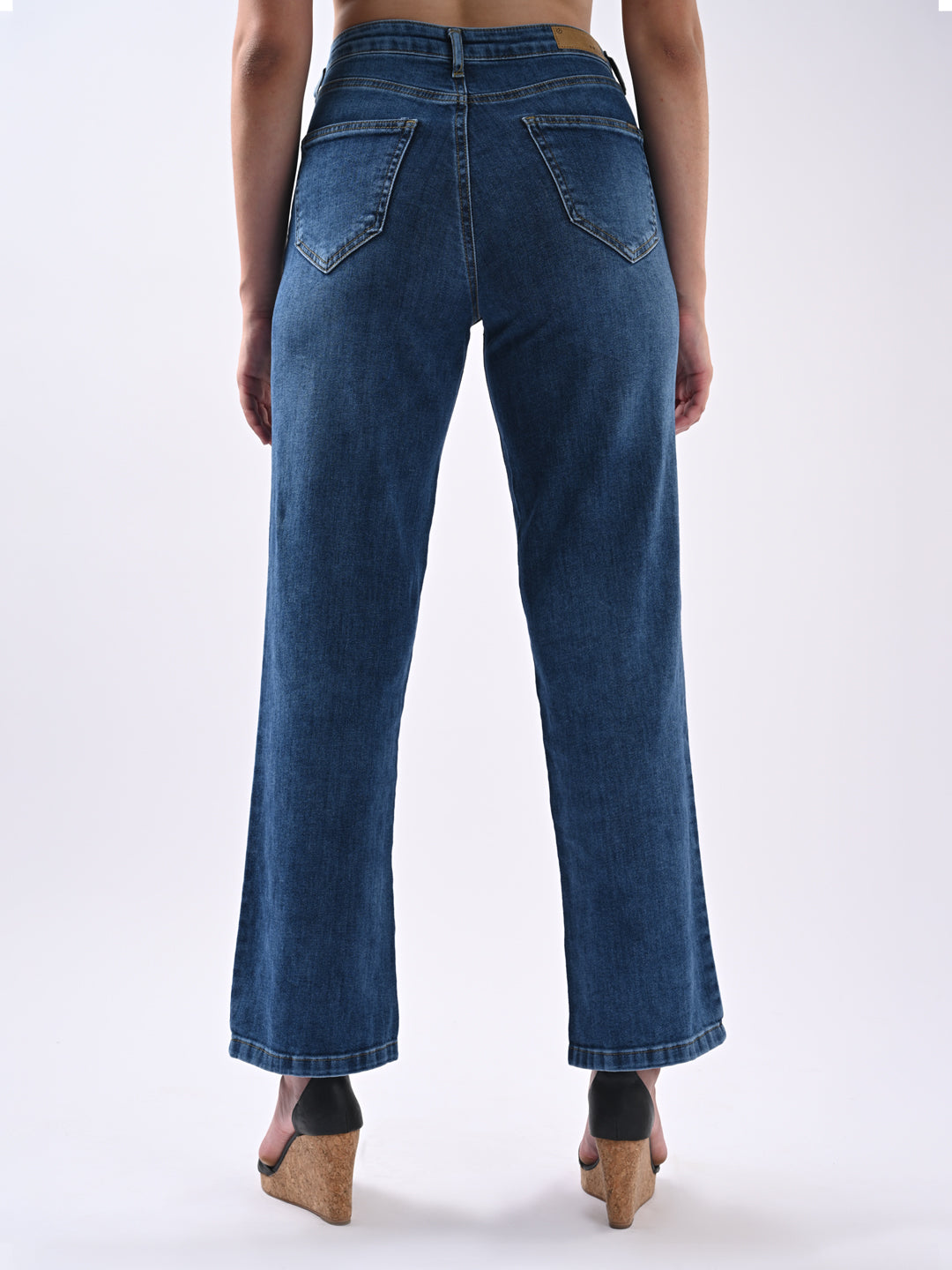 Women Blue High-Rise Wide Leg Jeans