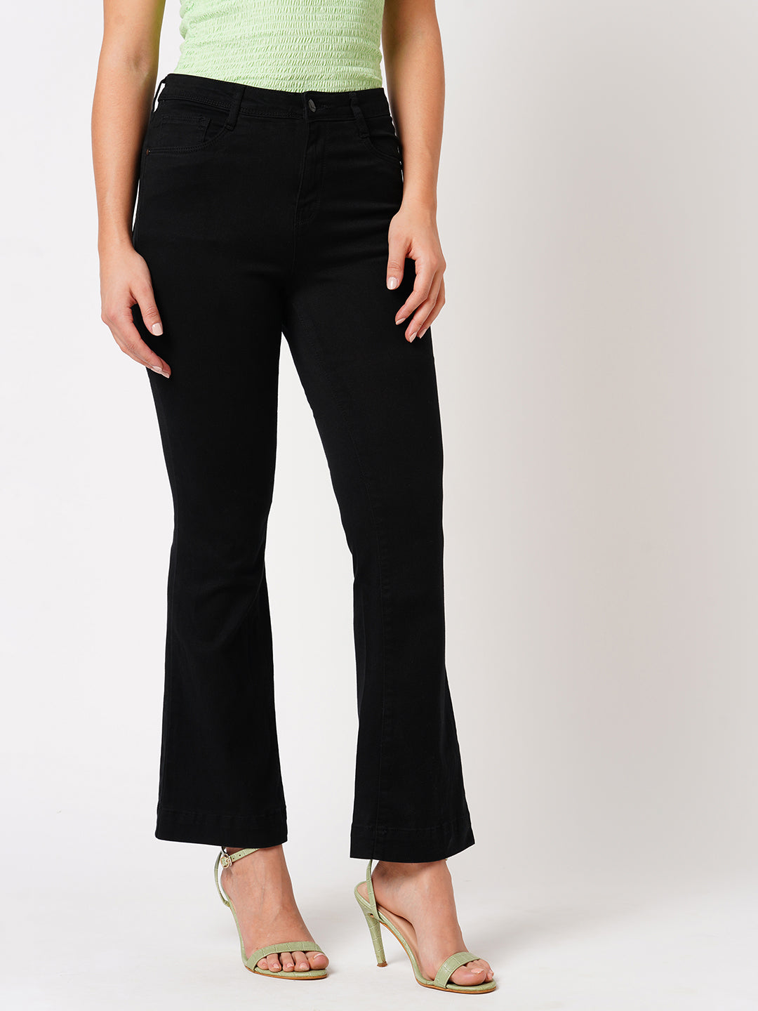 Women High-Rise Mini Wide Flare Jeans