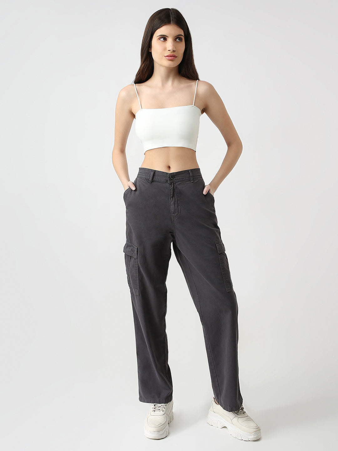 Women High Rise Loose Fit Cargo