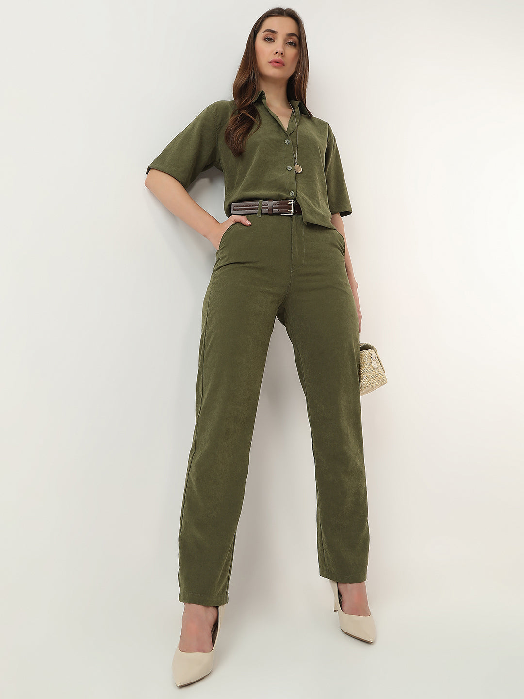 Women High-Rise Loose Straight Fit Trousers