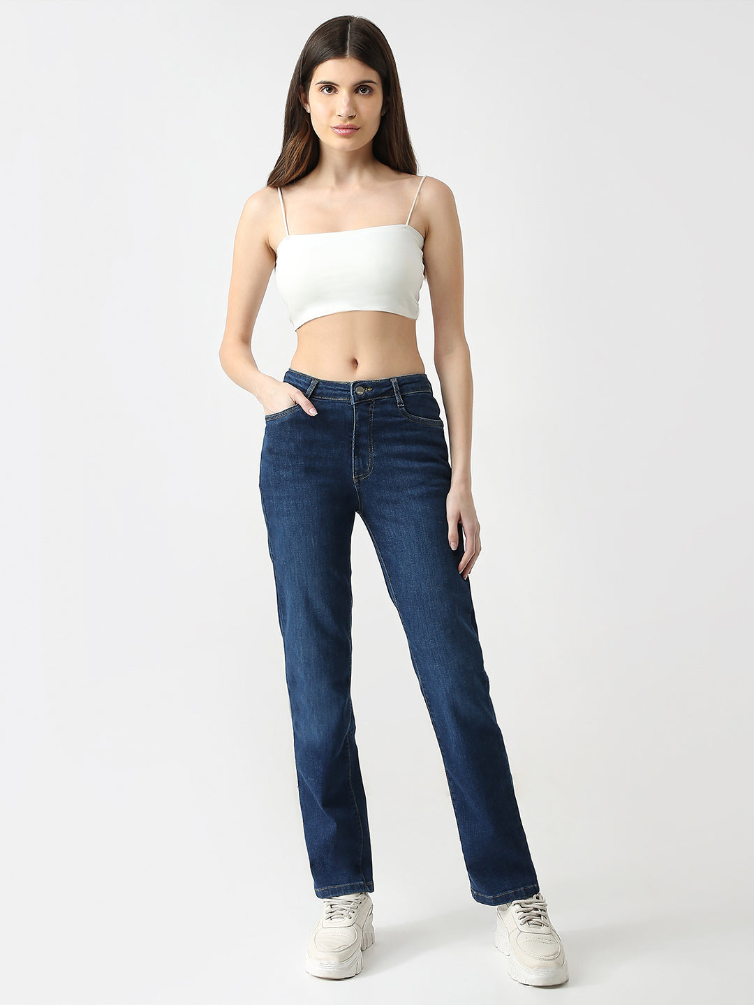 Women High Rise Straight Fit Jeans