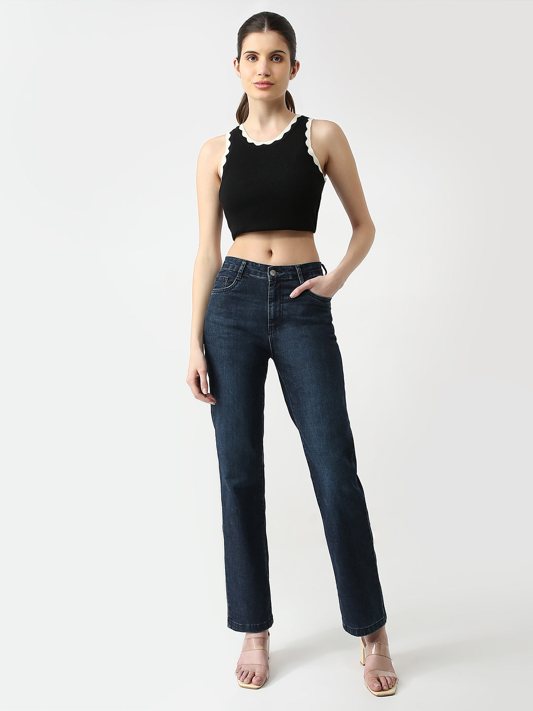 Women High Rise Straight Fit Jeans