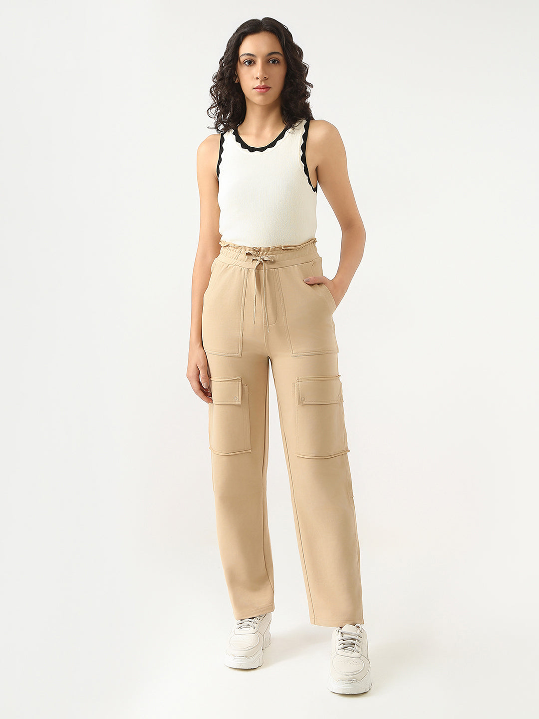 Women High Rise Loose Fit Cargo