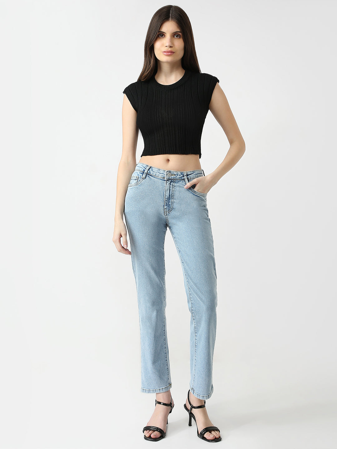 Women High Rise Straight Fit Jeans