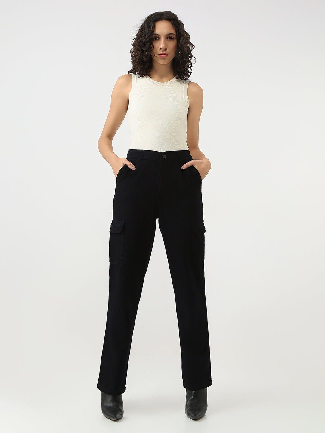 Women High Rise Loose Fit Cargo