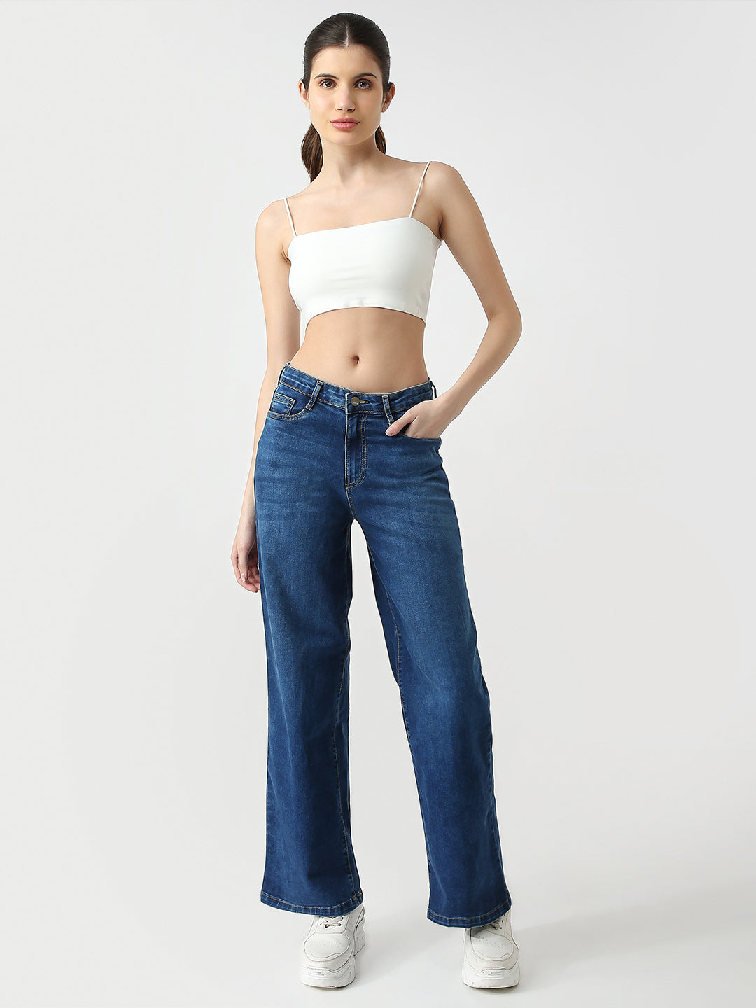 Women High Rise Wide Leg Jeans