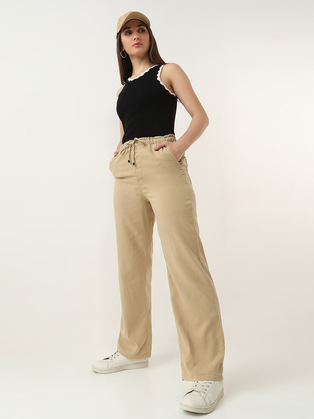 Women High-Rise Wide Leg Trousers