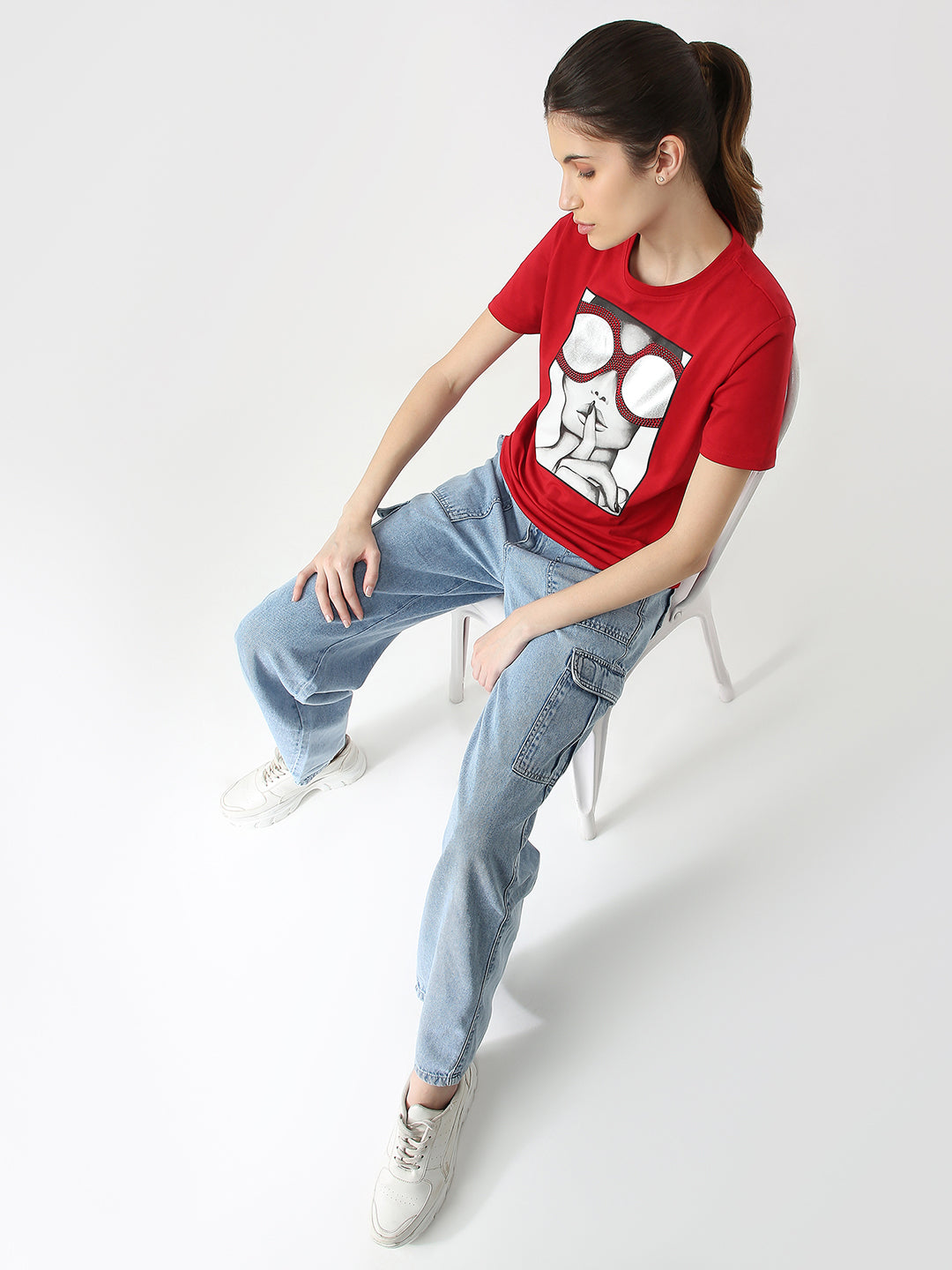 Women Slim Fit Printed T-Shirt