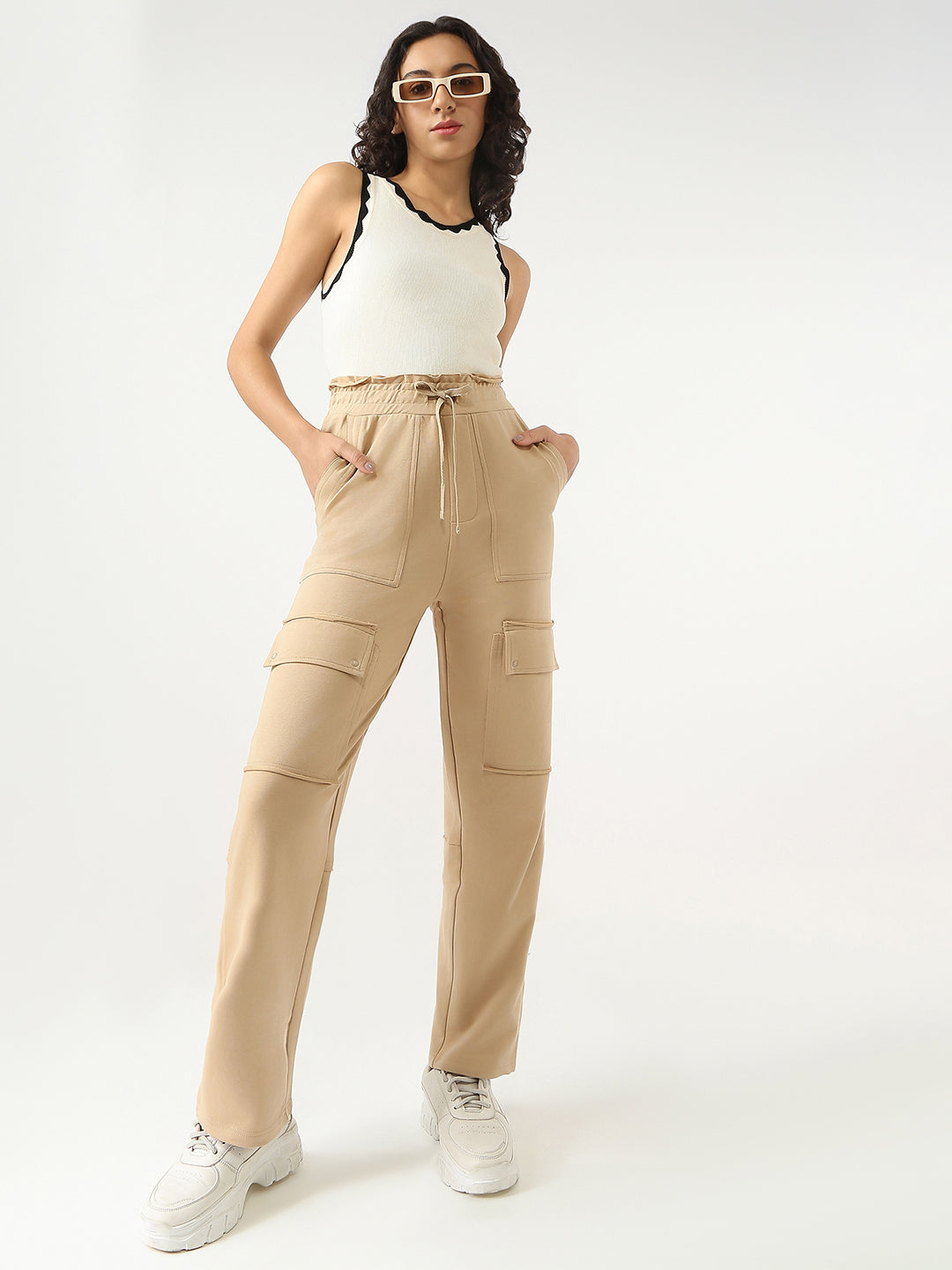 Women High Rise Loose Fit Cargo