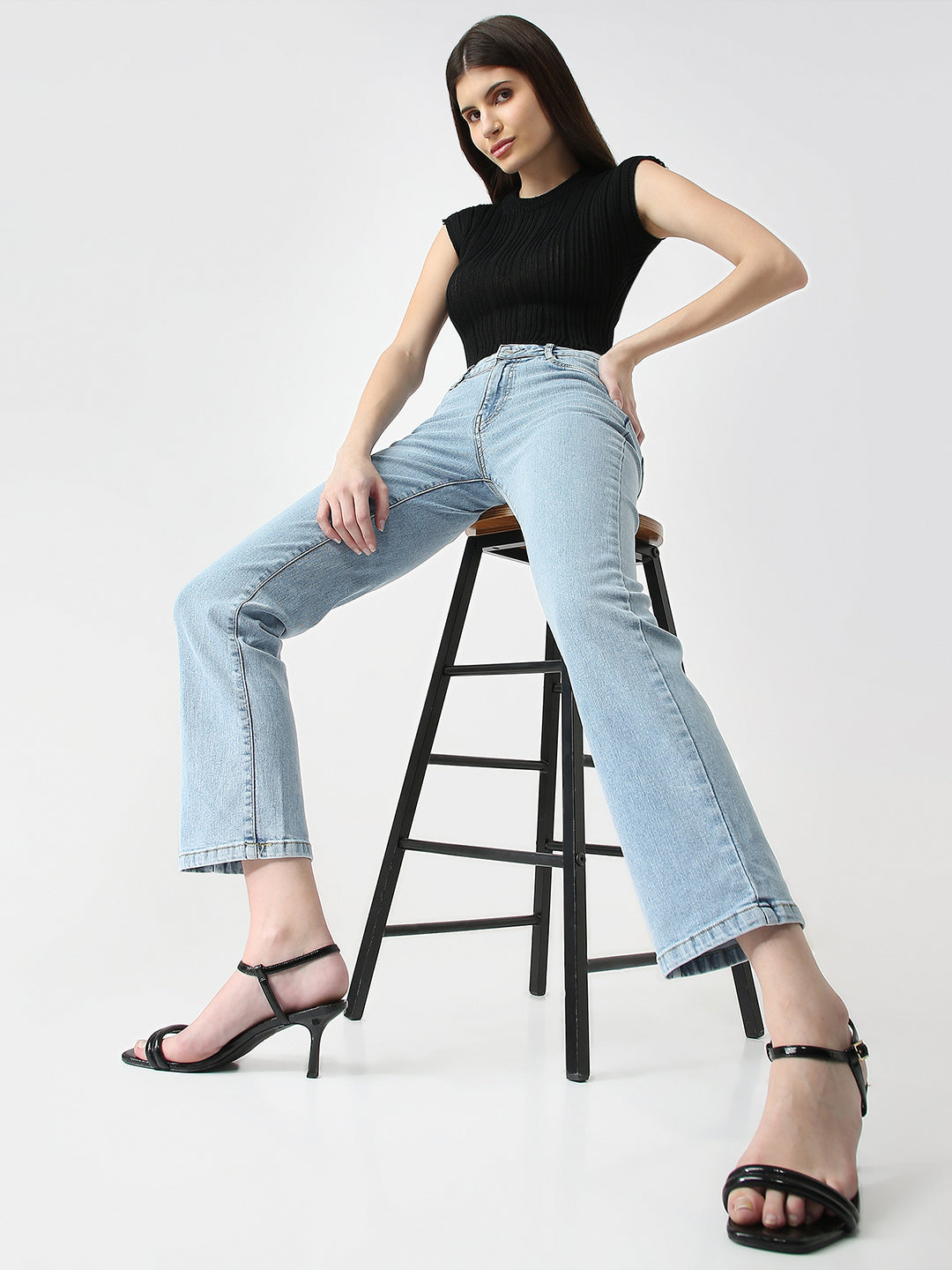 Women High Rise Straight Fit Jeans