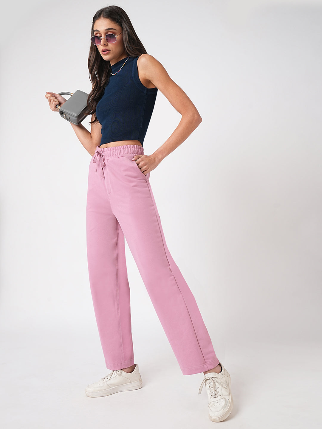 Women Dusty Pink High-Rise Athleisure
