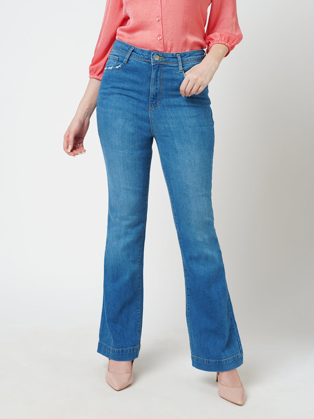 Buy K5094 High Rise Mini Flare Jeans
