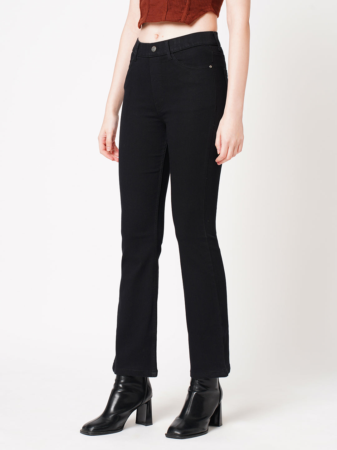 Women High-Rise Mini Flare Jeans