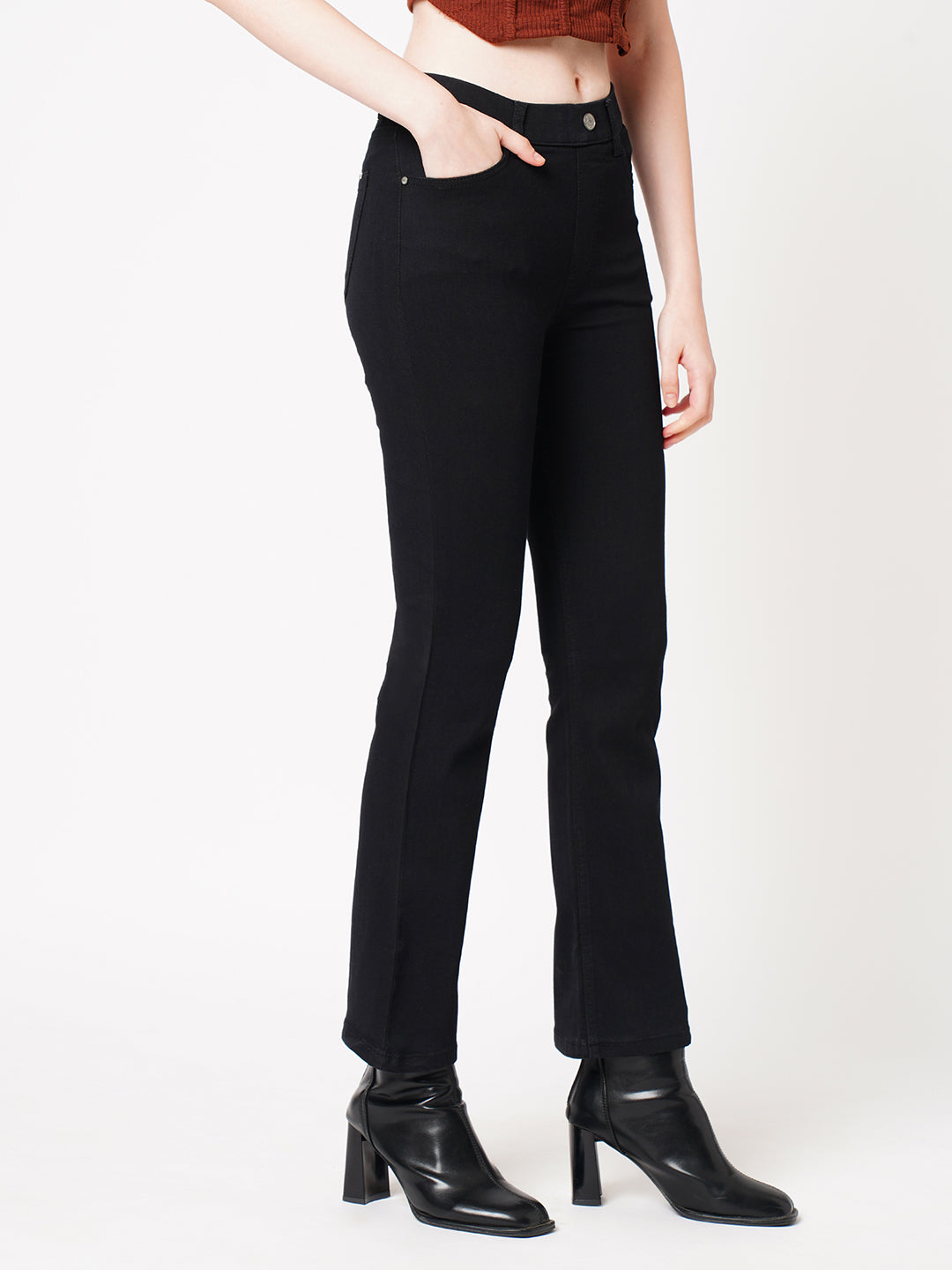 Women High-Rise Mini Flare Jeans