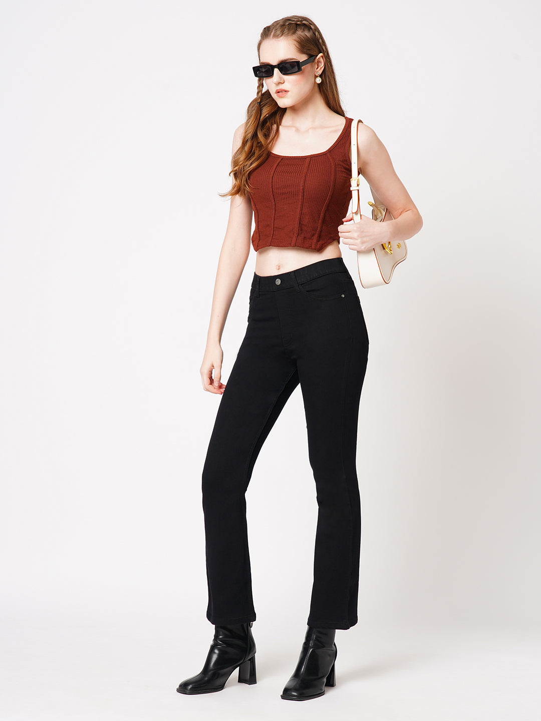 Women High-Rise Mini Flare Jeans