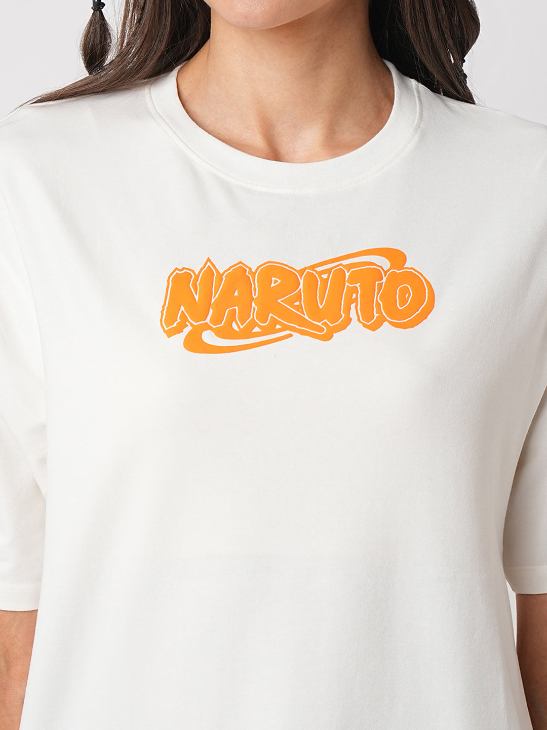 Women Naruto Chest Printed Boxy T-Shirt